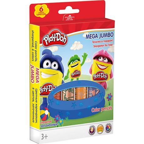 Darpeje Цветные карандаши Darpeje "Play-Doh" "Mega Jumbo", 6 цветов