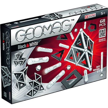Geomag Магнитный конструктор Geomag Black & White, 68 деталей