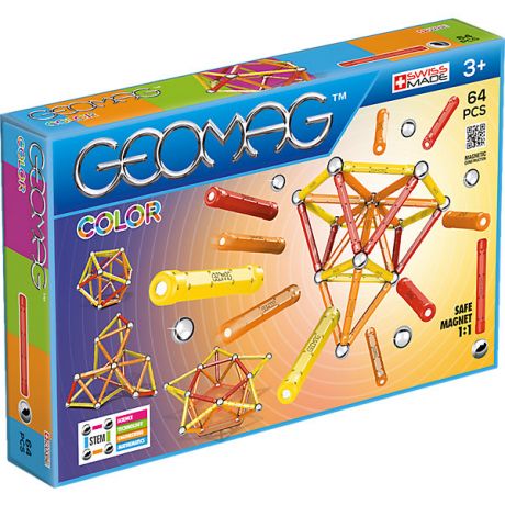 Geomag Магнитный конструктор Geomag Color, 64 детали