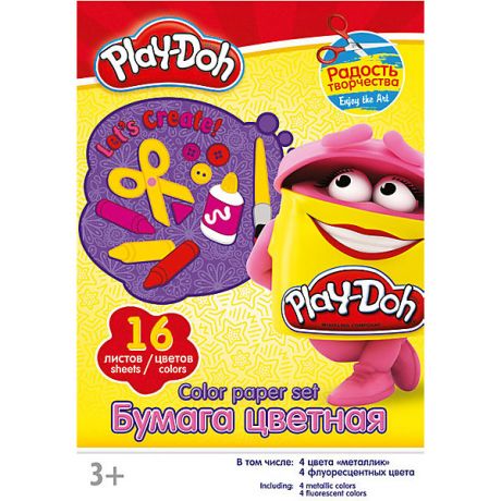 Академия групп Цветная бумага 16 цветов, Play-Doh