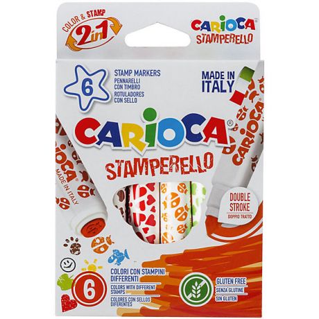 Carioca Набор фломастеров-штампиков CARIOCA STAMPERELLO, 6 цв., в картонной коробке с европодвесом