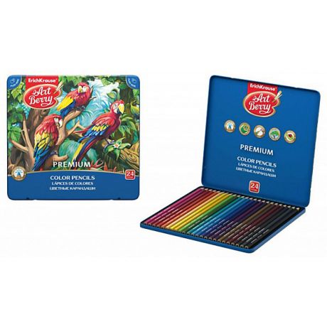 Erich Krause Цветные карандаши Erich Krause ArtBerry® Premium, 24 цвета, металлическая коробка