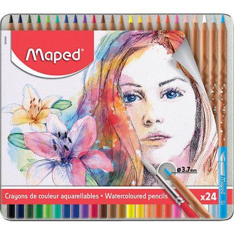 Maped Акварельные карандаши Maped Artist с кисточкой, 24 цвета