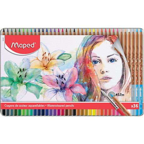 Maped Акварельные карандаши Maped Artist с кисточкой, 36 цветов