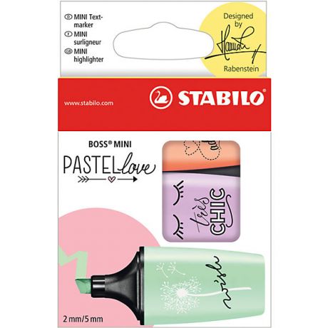 STABILO Набор текстовыделителей Stabilo "Boss mini Pastellove", мята, лаванда, персик