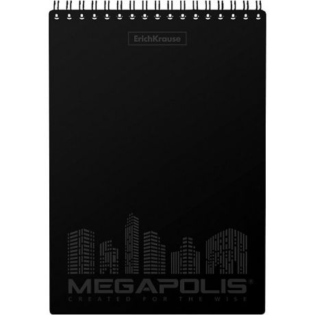 Erich Krause Блокнот на спирали Erich Krause Megapolis, чёрный, А5, 80 листов, клетка