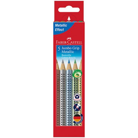 Faber-Castell Цветные карандаши Faber-Castell Jumbo Grip Metallic, 5 цветов