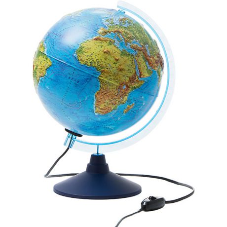 Globen Интерактивный глобус Земли Globen физико-политический рельефный с подсветкой, 250мм