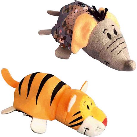 1Toy Мягкая игрушка-вывернушка 1Toy "Блеск с пайетками", Слон-Тигр