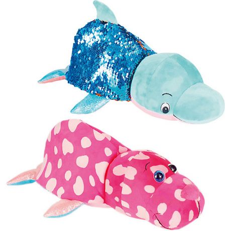 1Toy Мягкая игрушка-вывернушка 1Toy "Блеск с пайетками", Дельфин-Морж