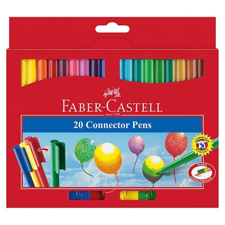 Faber-Castell Фломастеры Faber-Castell Connector, 20 цветов, смываемые