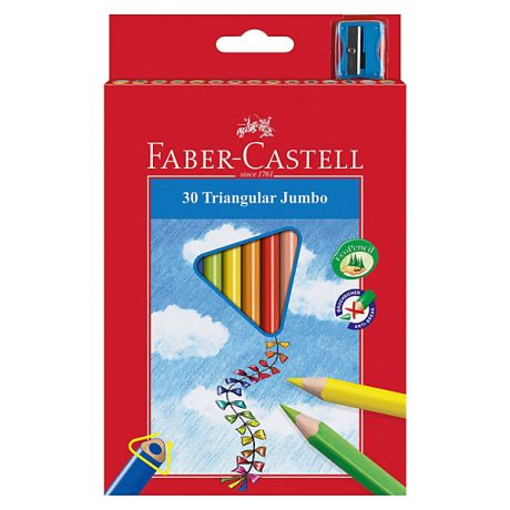 Faber-Castell Карандаши цветные Faber-Castell Jumbo, 30 цветов, с точилкой