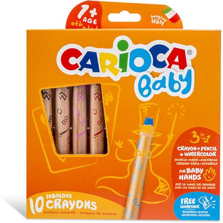 Carioca Набор восковых карандашей Carioca "Baby" с точилкой, 10 цветов