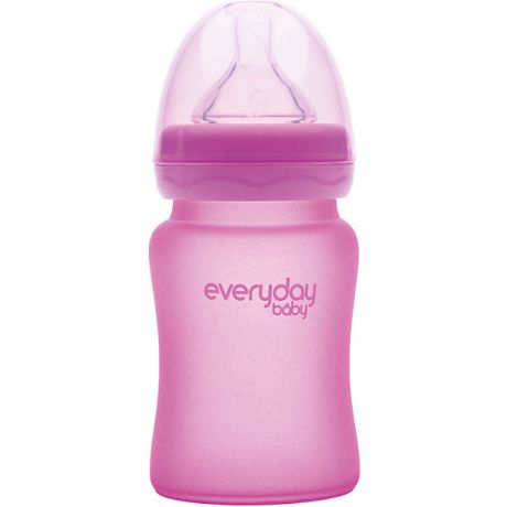 - Стеклянная бутылочка с индикатором температуры EveryDay Baby 150 мл, розовая