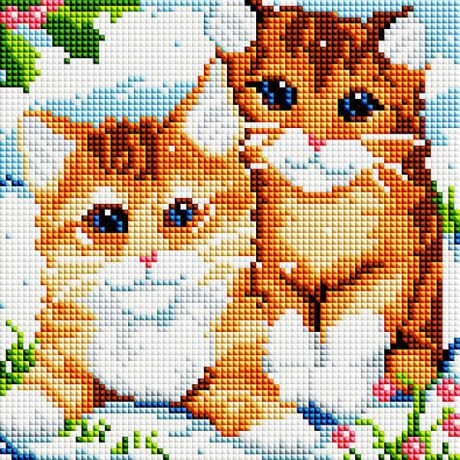 Белоснежка Алмазная мозаика Белоснежка Рыжие котята, 20х20 см