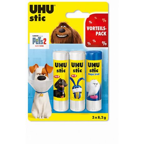 UHU Клей-карандаш UHU "Домашние животные 2", 3 штуки