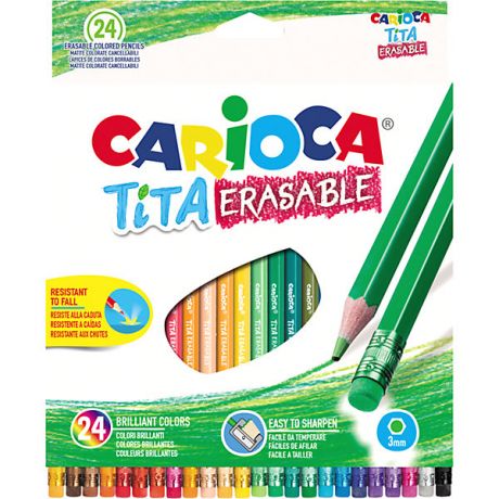 Carioca Набор цветных карандашей Carioca "Tita Erasable" шестигранные, 24 цвета