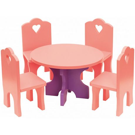 Краснокамская игрушка Набор кукольной мебели КРАСНОКАМСКАЯ ИГРУШКА Столик с четырьмя стульчиками