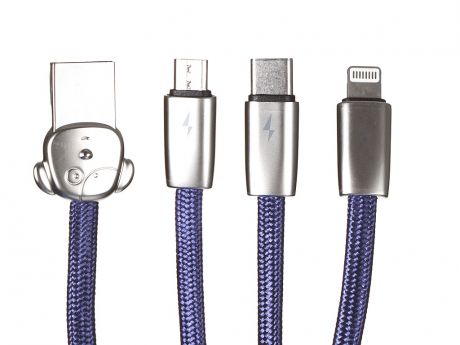 Аксессуар Baseus Rapid Series 3-in-1 Cable USB - Lightning / MicroUSB / Type-C 1.2m Blue CAMLT-AFW03