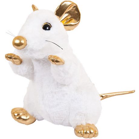 ABtoys Мягкая игрушка Abtoys Крыса белая с золотыми лапками 25 см