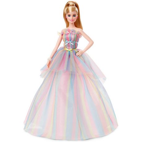 Mattel Коллекционная кукла Barbie "Пожелания ко дню рождения" в радужном платье
