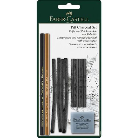 Faber-Castell Набор угля и угольных карандашей Faber-Castell "Pitt Charcoal" 10 предметов, блистер