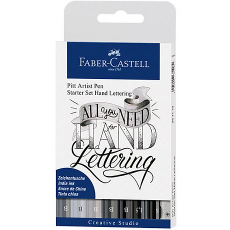 Faber-Castell Набор капиллярных ручек Faber-Castell Pitt Artist Pen Lettering, 7шт, карандаш, точилка