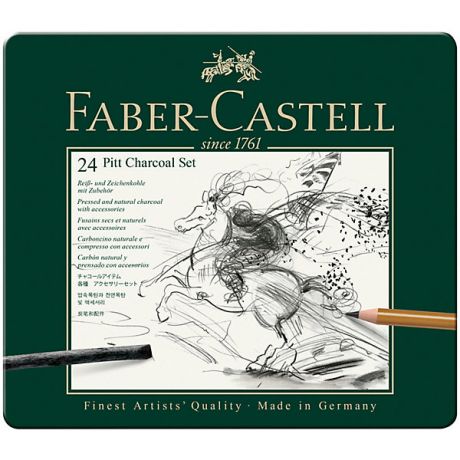 Faber-Castell Набор угля и угольных карандашей Faber-Castell Pitt Charcoal, 24 предмета