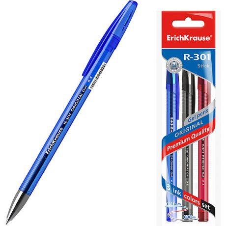 Erich Krause Ручка гелевая Erich Krause R-301 Original Gel 0.5, цвет чернил: синий, черный, красный