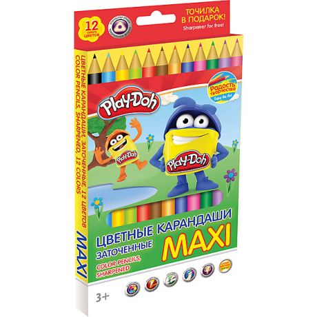 Академия групп Цветные карандаши "Maxi" 12 цветов, Play-Doh