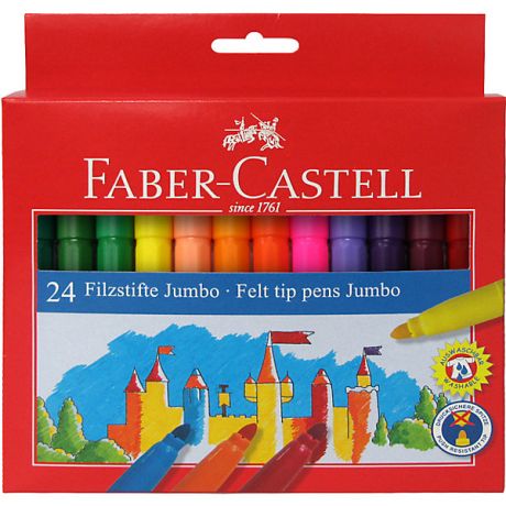 Faber-Castell Фломастеры Faber-Castell Jumbo, 24 цвета, смываемые