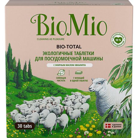 BIO MIO Таблетки для посудомоечной машины BioMio с маслом эвкалипта, 30 шт