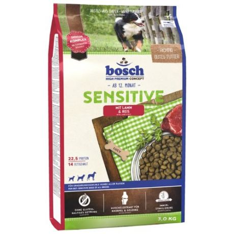 Сухой корм для собак Bosch Sensitive ягненок 3 кг