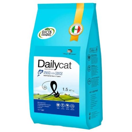 Корм для кошек DailyCat (1.5 кг) Adult Exi Care Fish & Rice