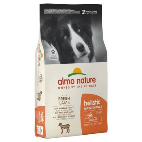 Сухой корм для собак Almo Nature Holistic ягненок 12 кг (для средних пород)