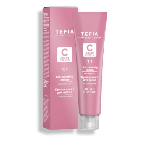 Tefia Color Creats крем-краска для волос Hair Coloring Cream with Monoi Oil, 60 мл, 7.8 блондин шоколад