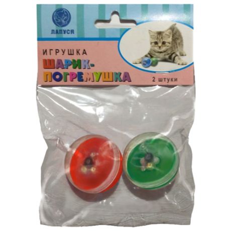 Набор игрушек для кошек Лапуся шарик 2 шт (3323) красный/зеленый