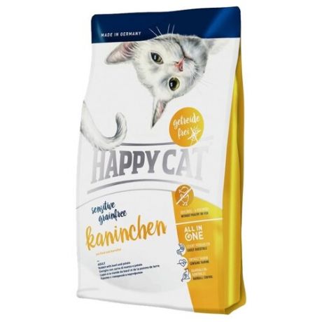 Корм для кошек Happy Cat Sensitive беззерновой, при чувствительном пищеварении, с кроликом 4 кг
