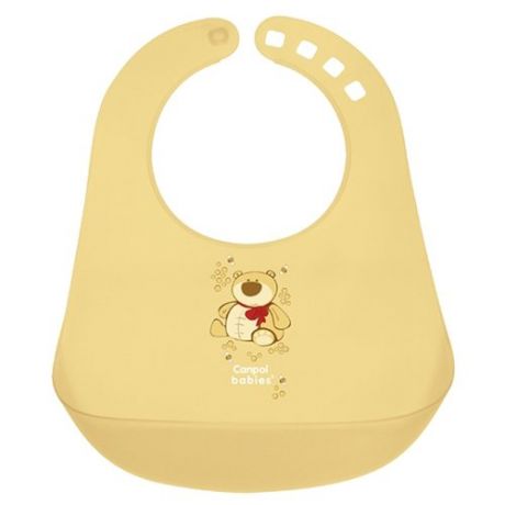Canpol Babies Нагрудник Colourful plastic bib, 1 шт., расцветка: желтый медведь