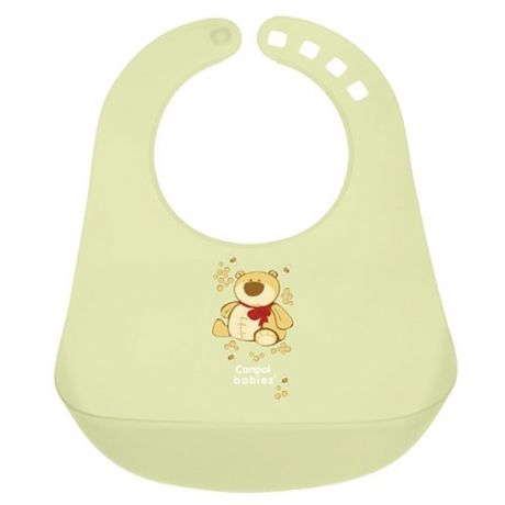 Canpol Babies Нагрудник Colourful plastic bib, 1 шт., расцветка: зеленый медведь