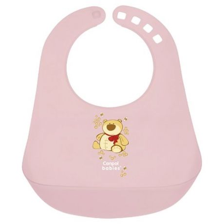 Canpol Babies Нагрудник Colourful plastic bib, 1 шт., расцветка: розовый медведь