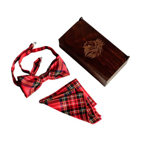 Комплект из 2 предметов Valderice галстук-бабочка и платок VLD001Kr красный