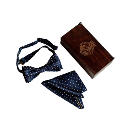 Комплект из 2 предметов Valderice галстук-бабочка и платок VLD0408 темно-синий