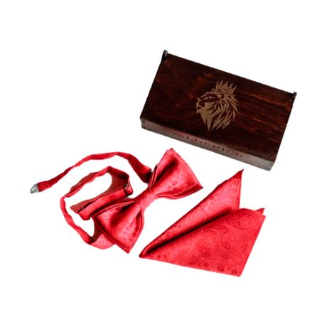 Комплект из 2 предметов Valderice галстук-бабочка и платок VLD0136 красный
