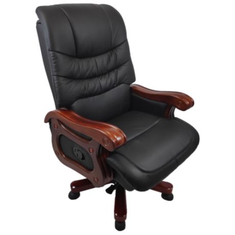 Компьютерное кресло Raybe KA-16 для руководителя, обивка: натуральная кожа, цвет: черный