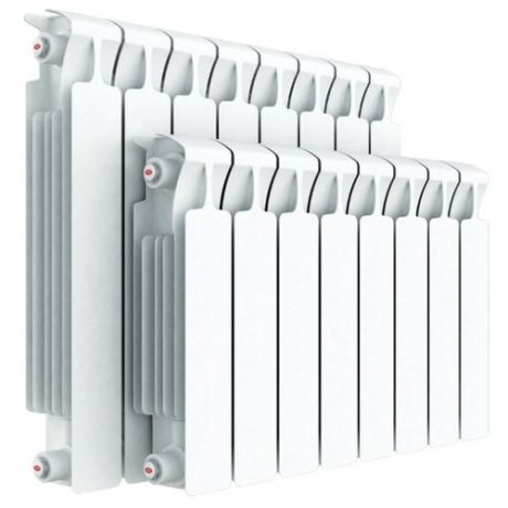 Радиатор секционный биметаллический Rifar Monolit Ventil 500 x4 теплоотдача 784 Вт, 4 секций, подключение нижнее (слева) RAL 9016