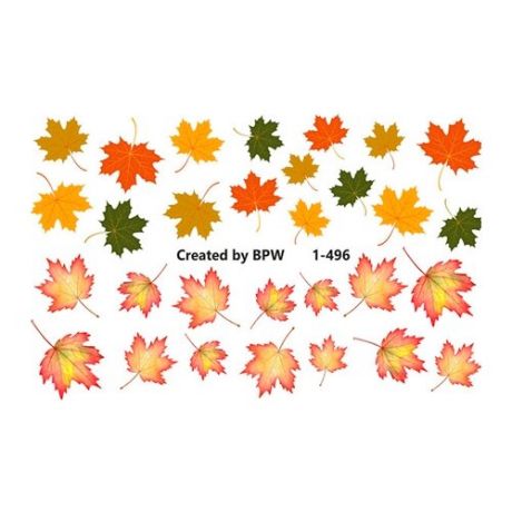 Слайдер дизайн BPW style Кленовые листья зеленый/желтый/оранжевый