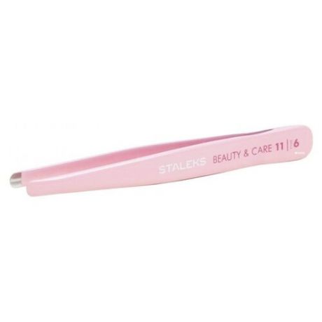 Пинцет STALEKS Beauty & Care 11/1 для бровей розовый