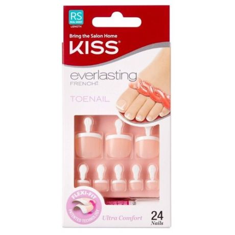 Накладные ногти KISS Everlasting French Short Length Toenails для педикюра Limitless 24 шт.
