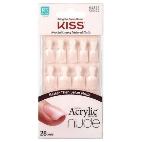 Накладные ногти KISS Salon Acrylic French Nude Real Short Length с клеем Breathtaking 28 шт.